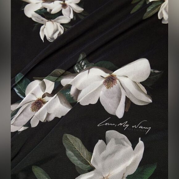All Saints Ulla Alessandra Midi Black Dress Floral Bodycon Size 2 - Picture 16 of 16